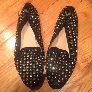 J CREW BLACK STUDDED FLATS